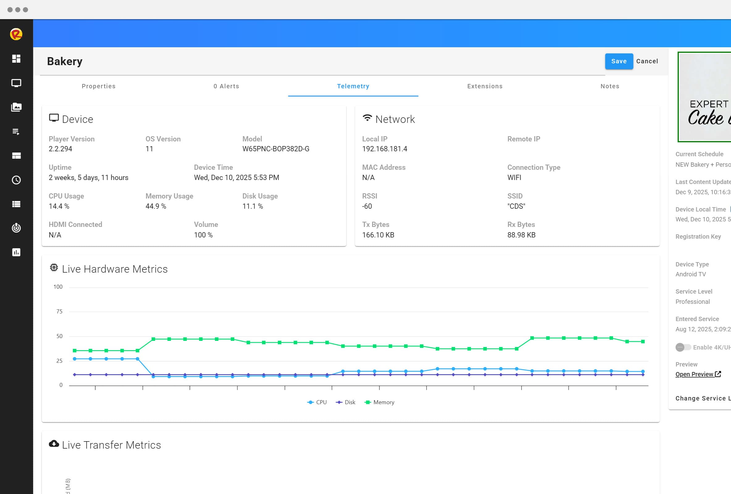 Real-time device monitoring